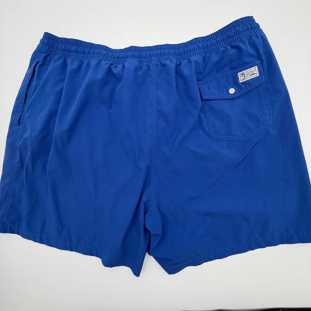 Polo Ralph Lauren Mens Blue Swim Trunks Big & Tall‎ 4XB Mesh Lined Pony Logo